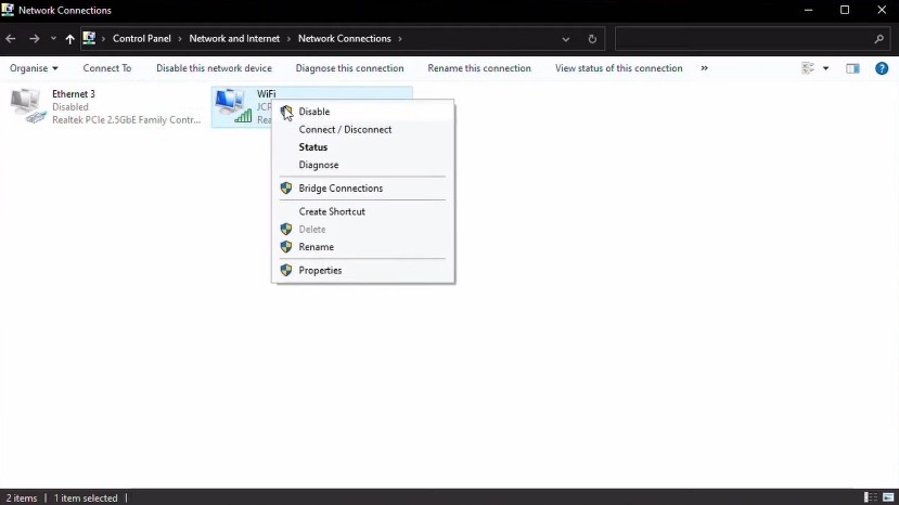 Disconnect network connections